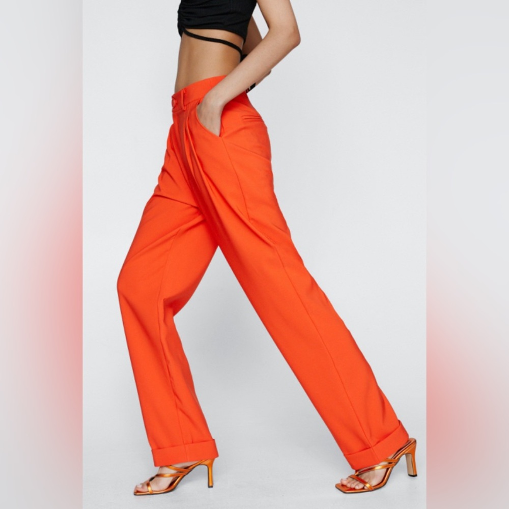 Nasty Gal Tailored High Waisted Turn Up Hem Pants